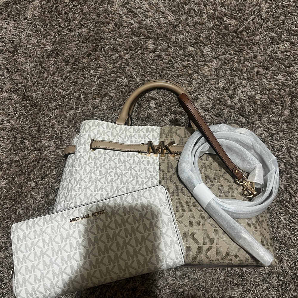 Michael Kors Two-Tone Crossbody and Wallet Set